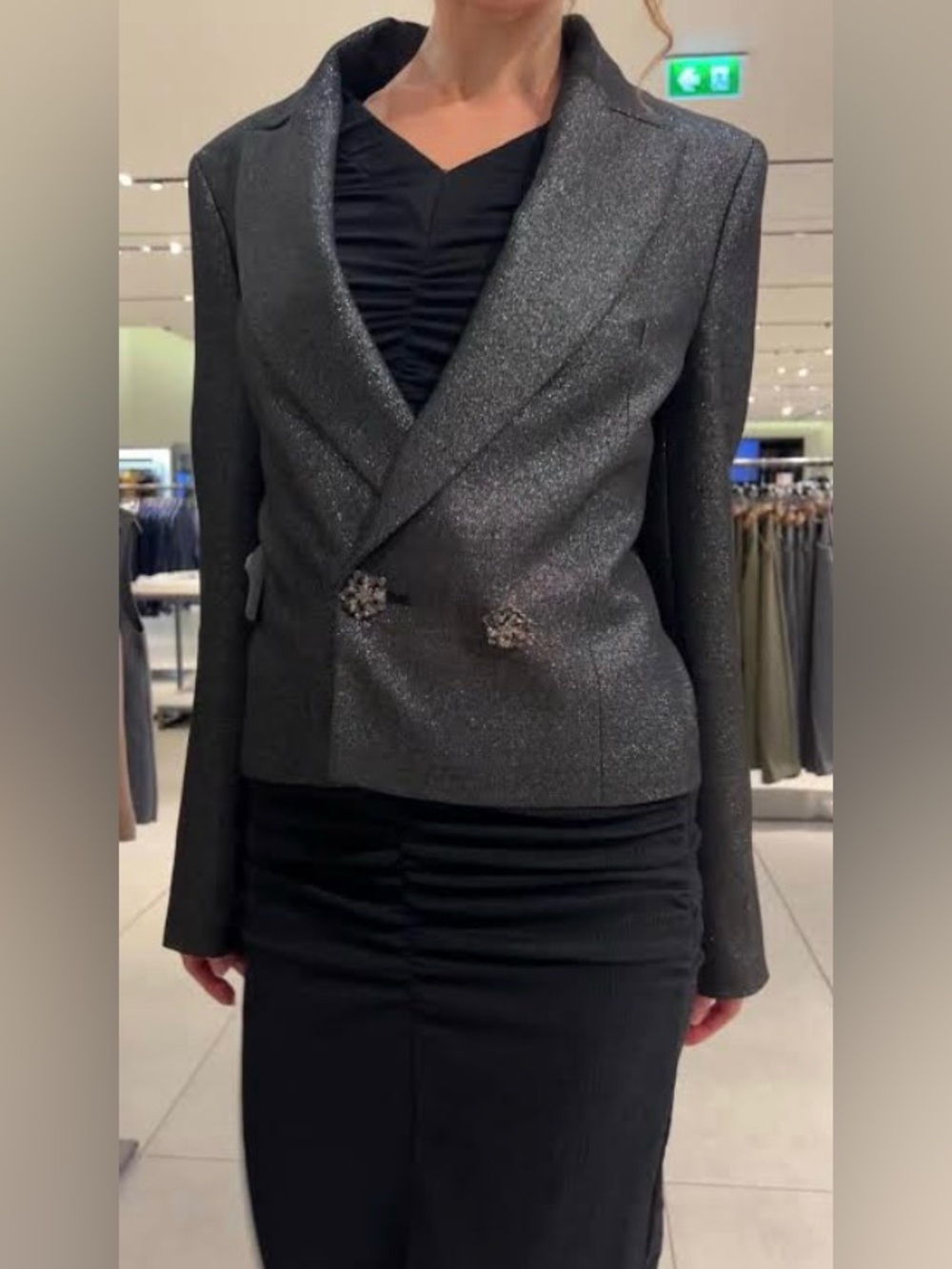 $90 Zara metallic thread crop jacket